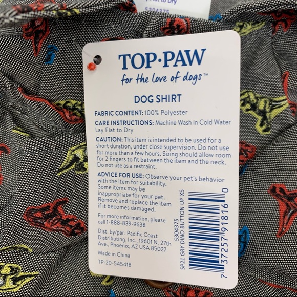 Top Paw Dog Apparel Set Of Two Shirts Feast Mode And Dinosaur Print New size XS - Picture 6 of 15
